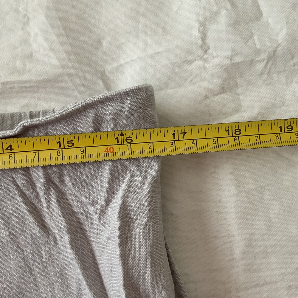J. Jill Linen Stretch Gray Cropped Capri Pants Womens Medium Tapered Button Hem - Picture 11 of 13